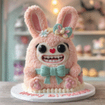 Sugar-free Labubu cake with character design and pastel frosting