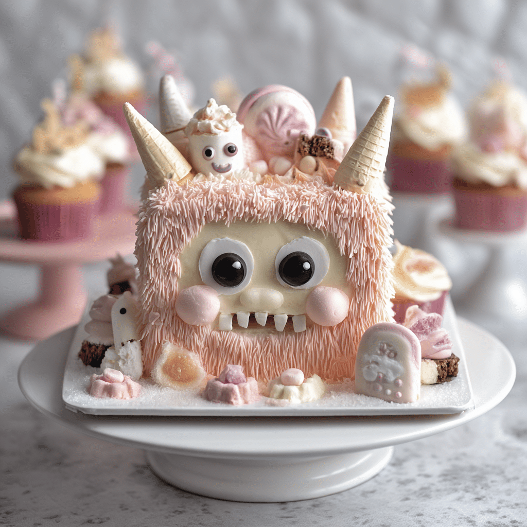 Labubu ice cream cake with sugar-free frosting on a party table