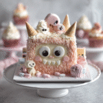 Labubu ice cream cake with sugar-free frosting on a party table
