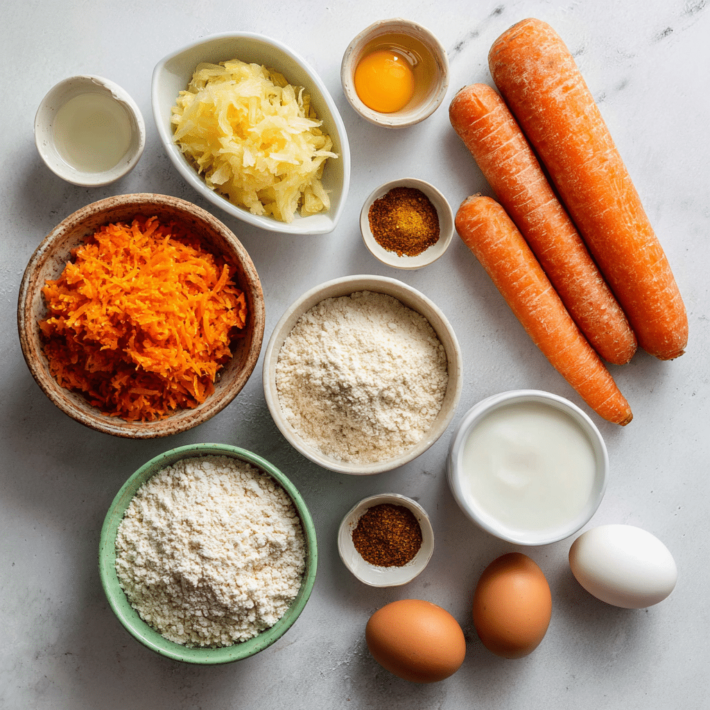 Ingredients for sugar-free carrot bundt cake