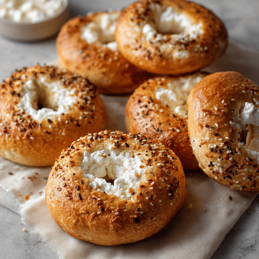 Cottage cheese bagels fresh from the oven