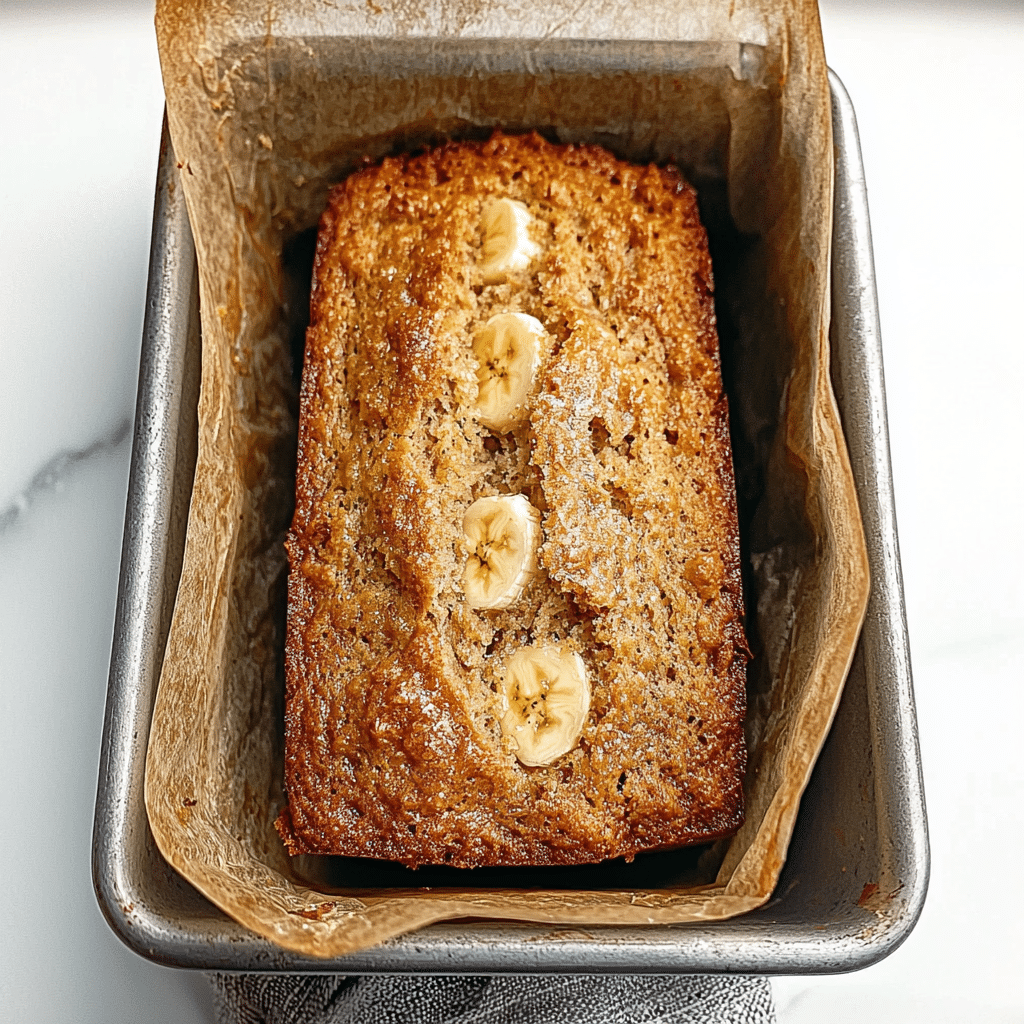 Cottage cheese banana bread (sugar free) loaf sliced on board