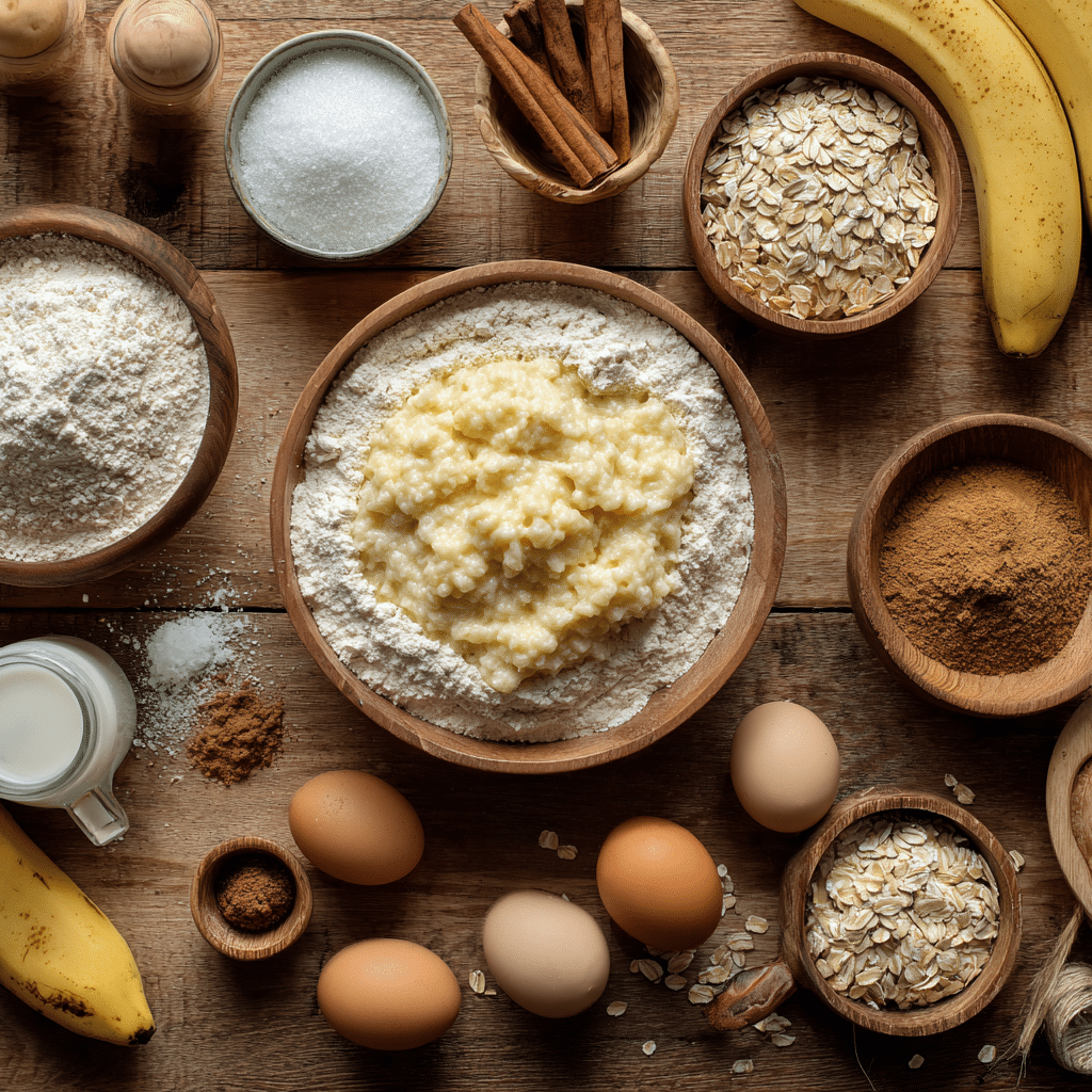 Ingredients for cottage cheese banana muffins