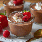 Cottage cheese chocolate mousse served in a rustic bowl