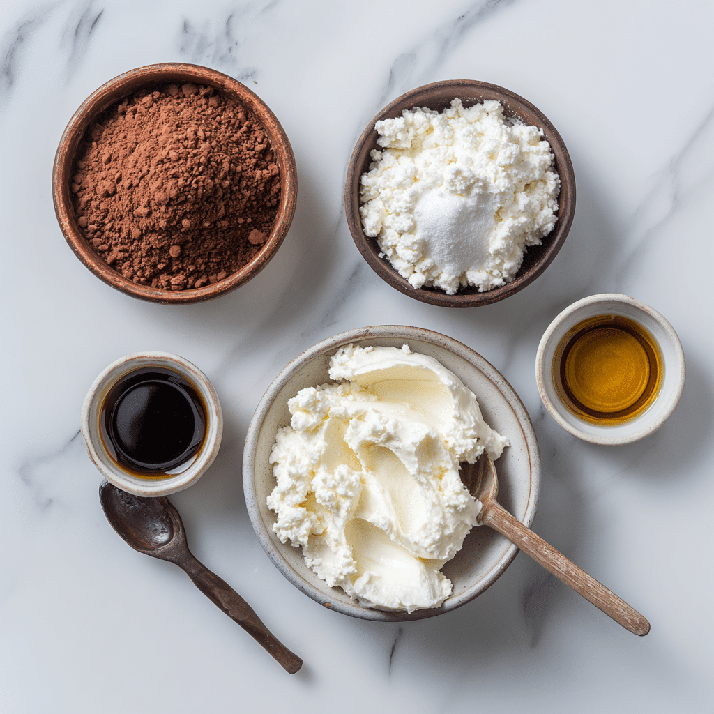 ingredients for keto cottage cheese chocolate mousse