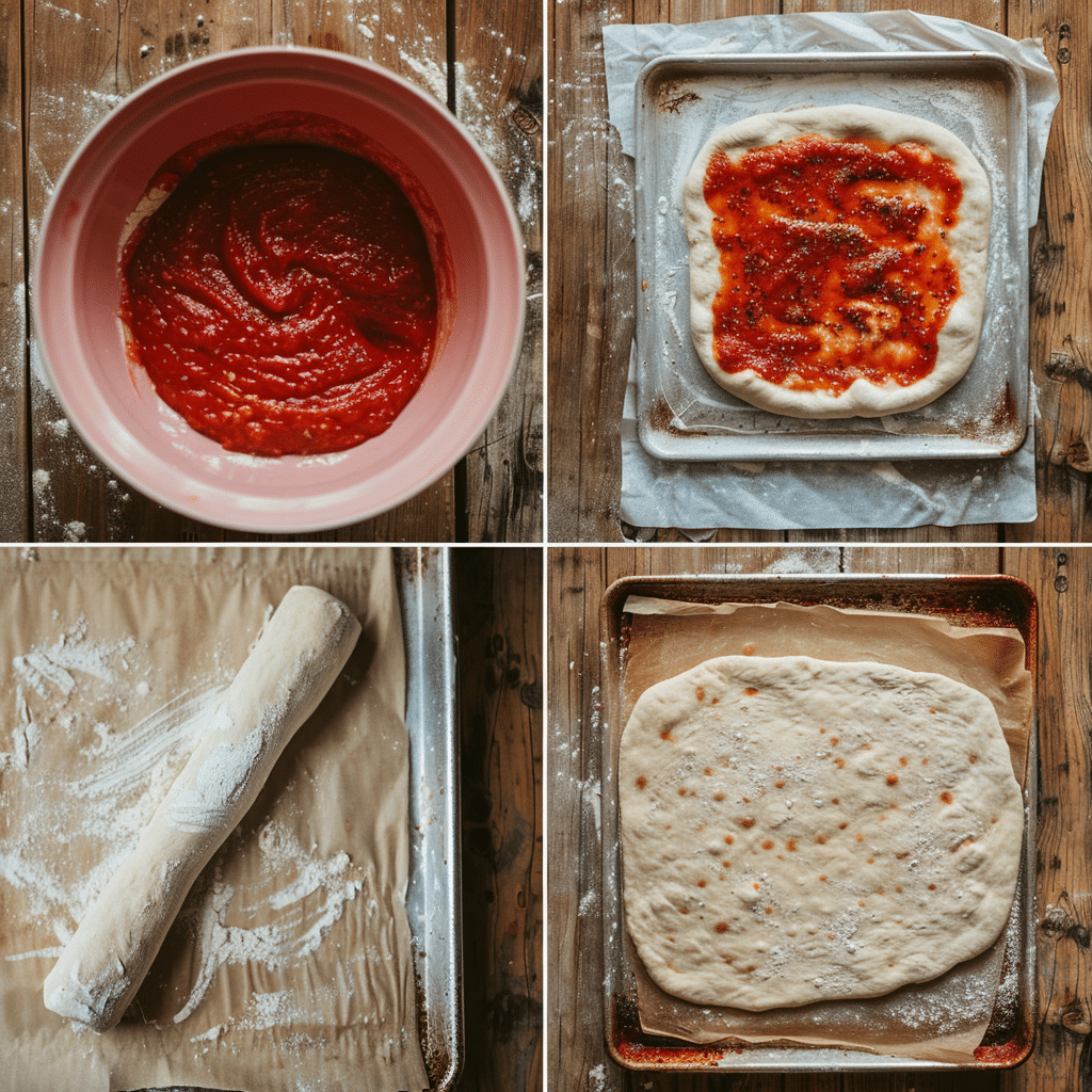 mixing cottage cheese pizza crust dough