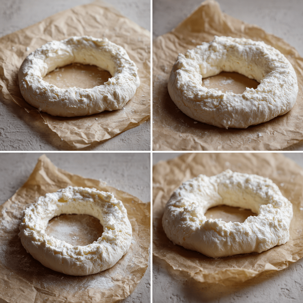 Shaping cottage cheese bagel dough by hand