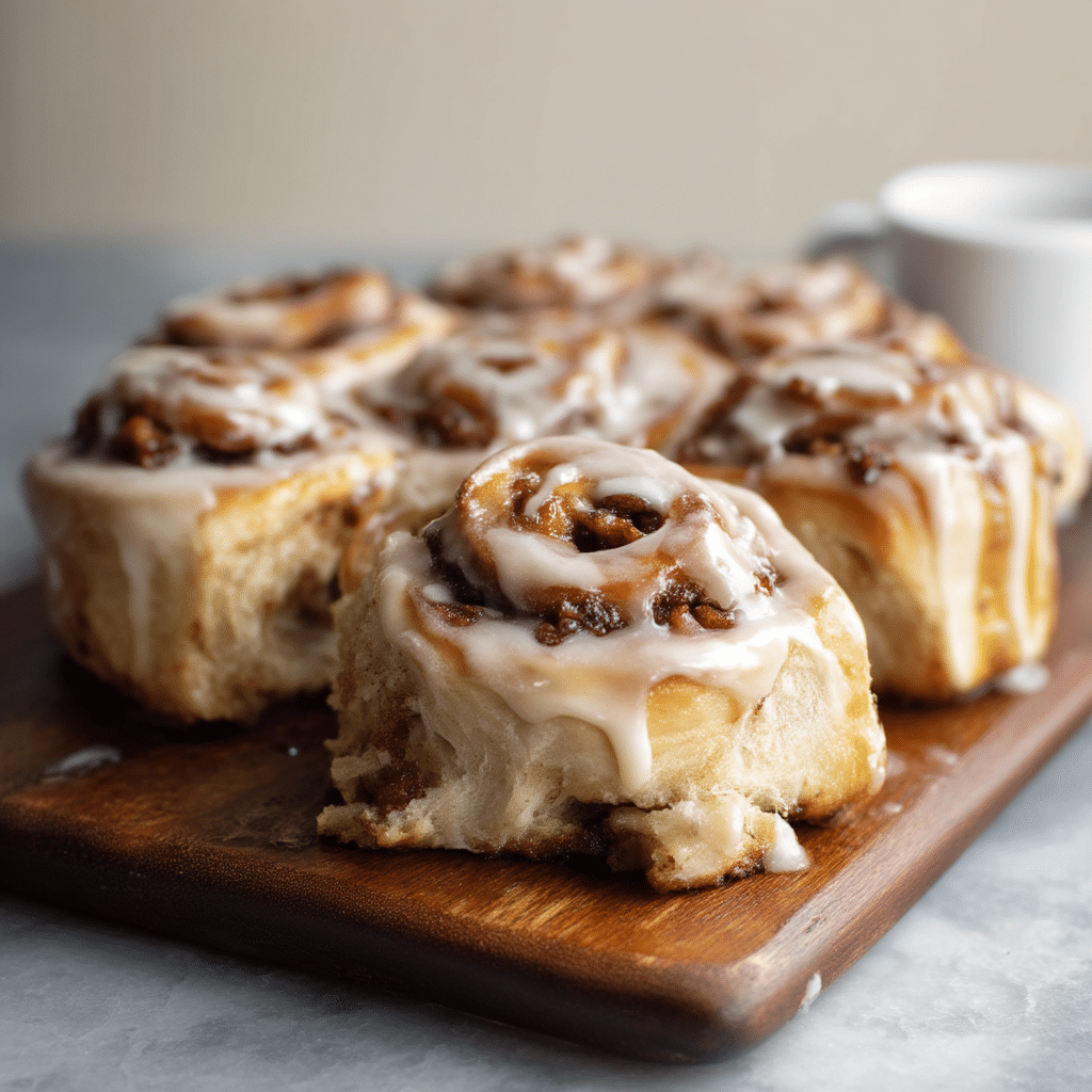 sugar-free banana bread cinnamon rolls on rustic table
