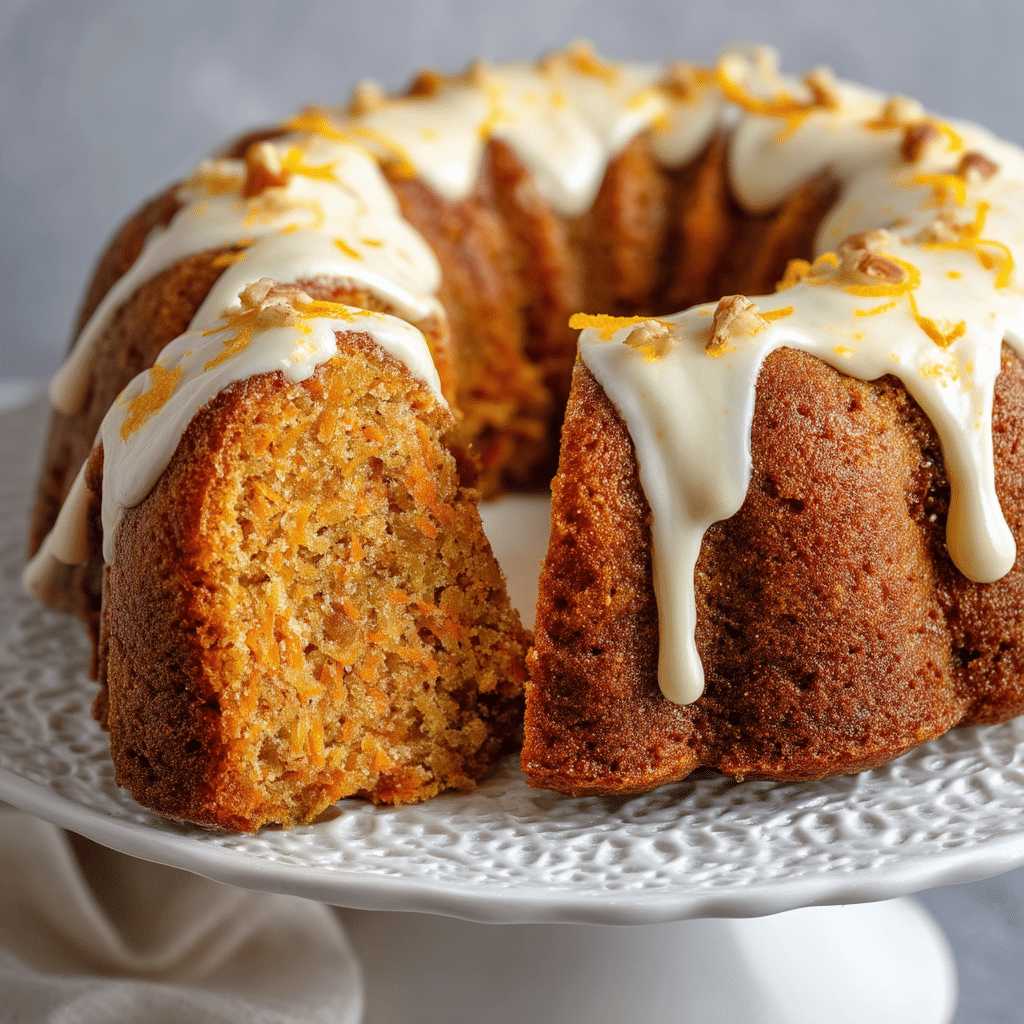 Sugar-free carrot bundt cake with cream cheese glaze