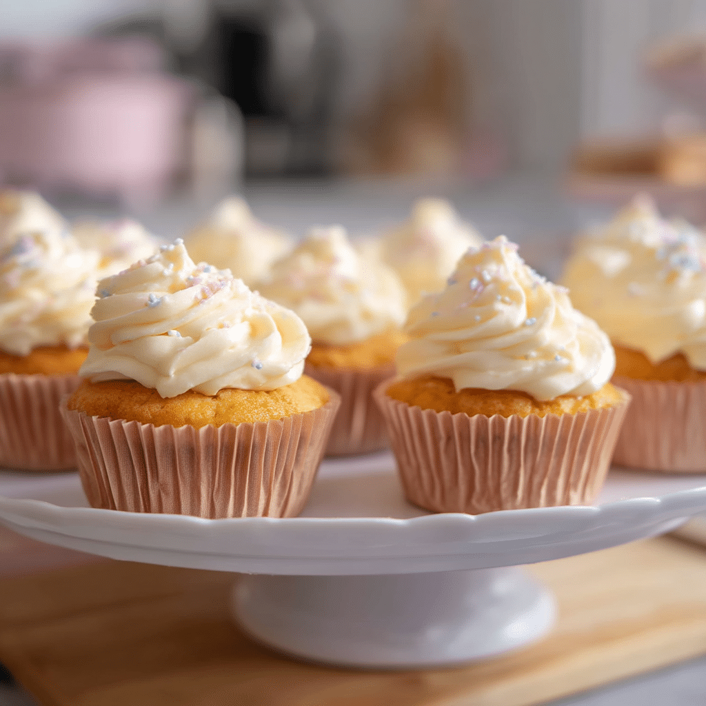 Sugar free vanilla cupcakes with frosting