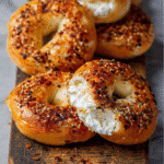 Warm cottage cheese bagels ready to eat
