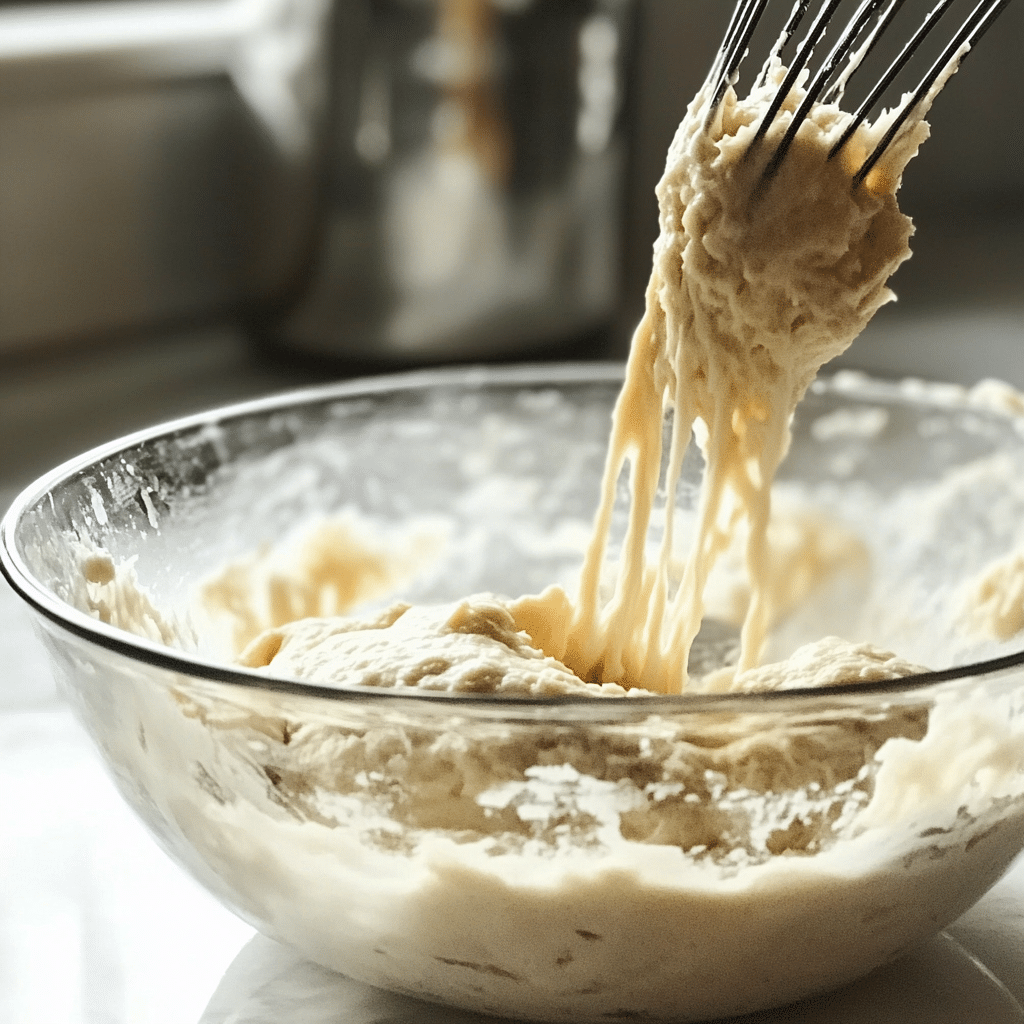 mixing almond flour bagel dough