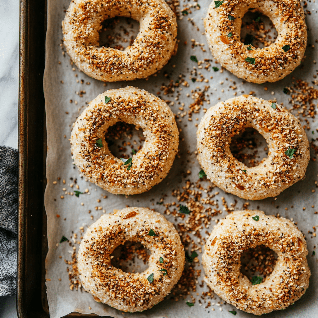shaped almond flour bagels pre-baking