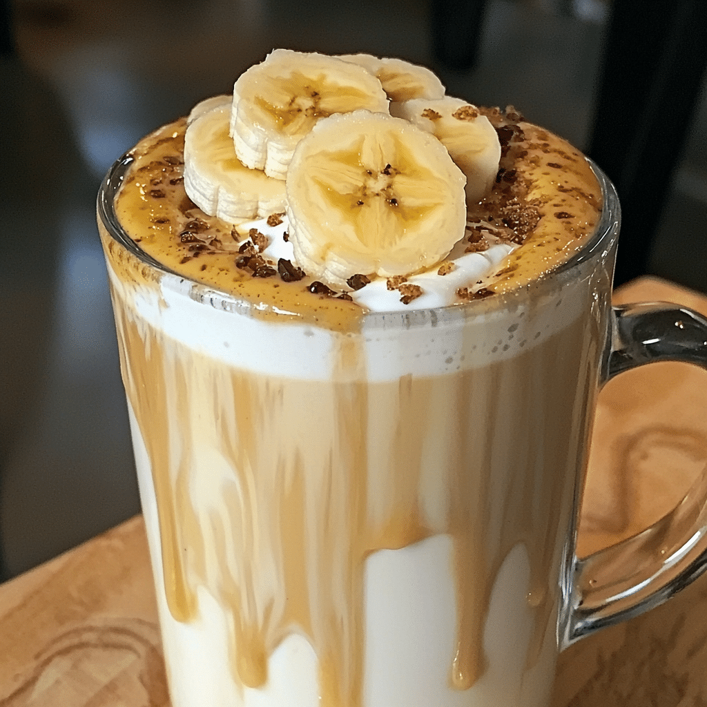 Banana bread latte without sugar in a cozy morning scene