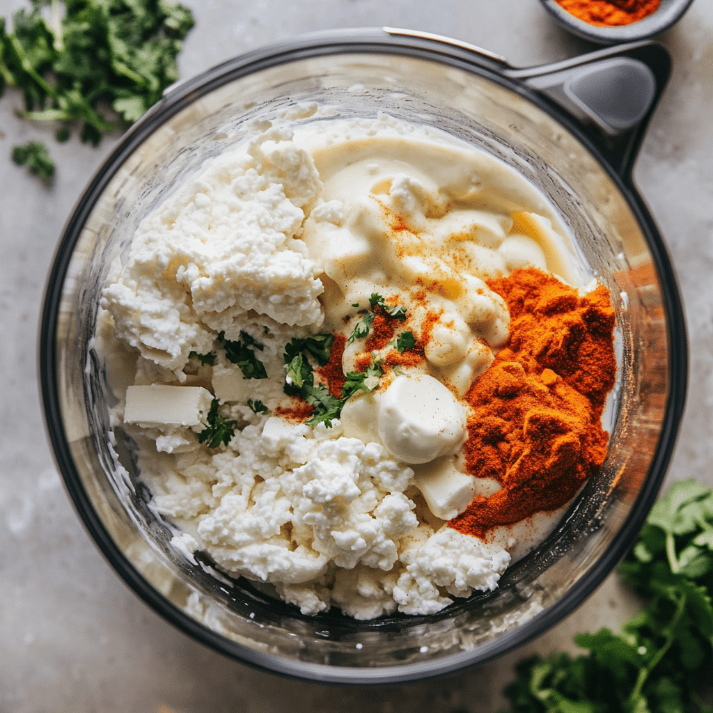 Blending cottage cheese queso base