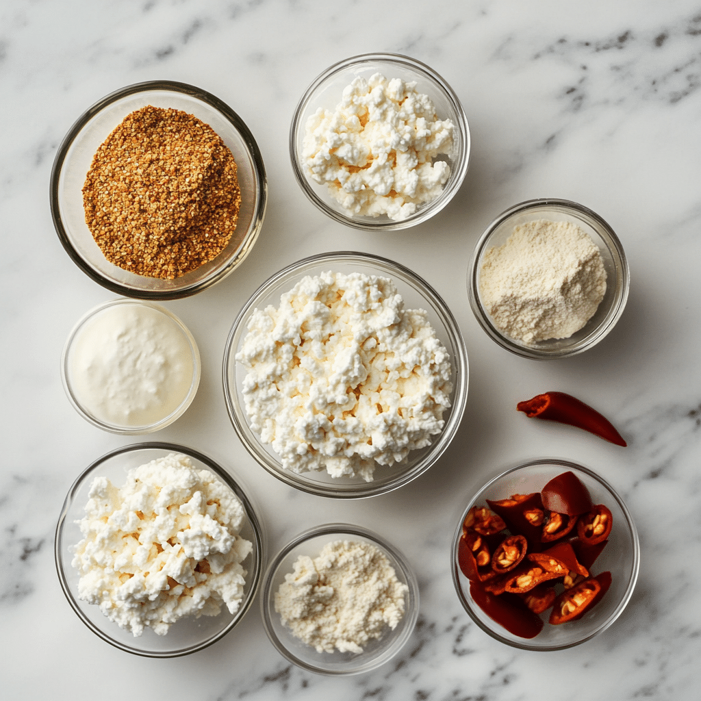 Ingredients for cottage cheese queso