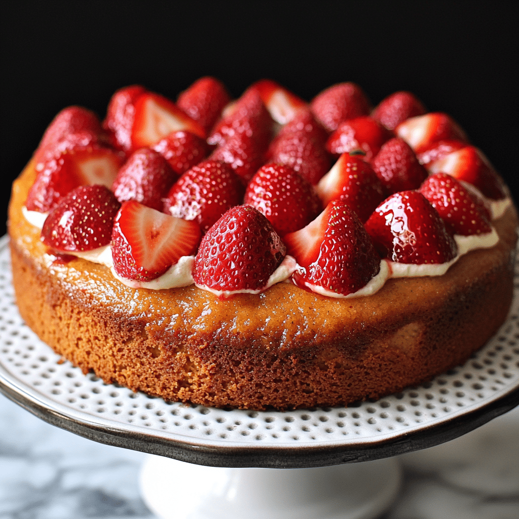 no sugar no flour strawberry cake recipe sliced on stand