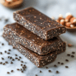 Sugar free protein bars on rustic counter
